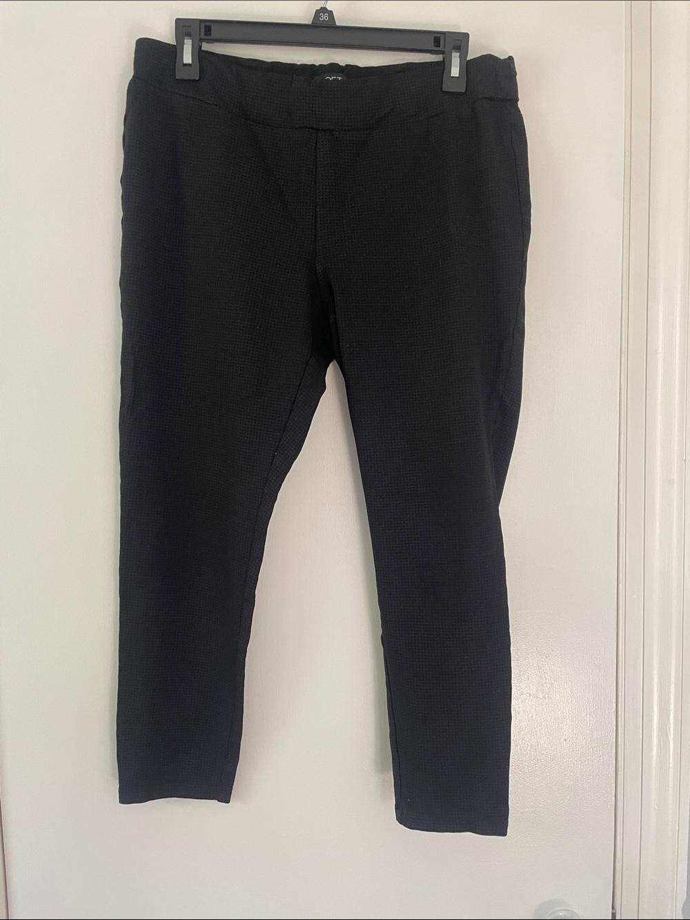 LOFT Ponte Knit Leggings, Black/Grey Check Pattern, L